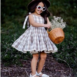 The Paper Doll Clothing | Linen Check Lace Dress + Bloomers